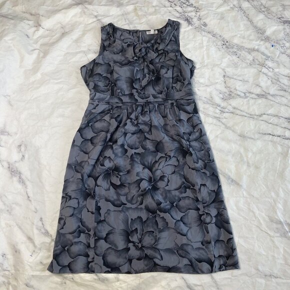 A Pea In The Pod Gray Floral Party Dress Womens Medium Maternity Ruffles C42 - Picture 1 of 4